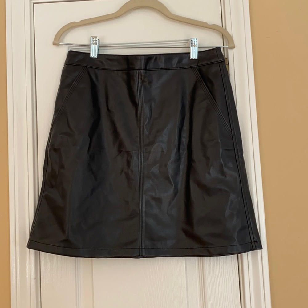 NWT Loft Outlet Black Pleather Faux Leather Skirt